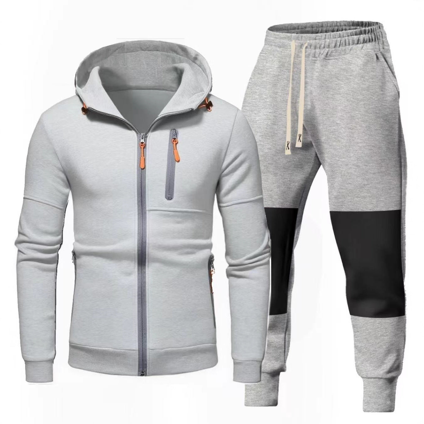 Men's Chic and Stylish Hoodie and Jogging Pants Set with Functional Zip Pockets