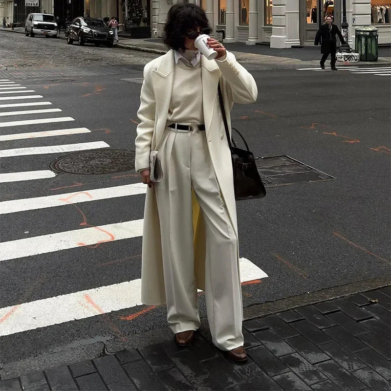 Women Elegant and Fluid Wide Pants with Matching Blazer Chic and Style