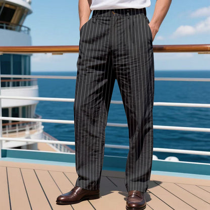 Elegant striped pants for men in high-quality cotton blend with a relaxed fit Chic und Stil