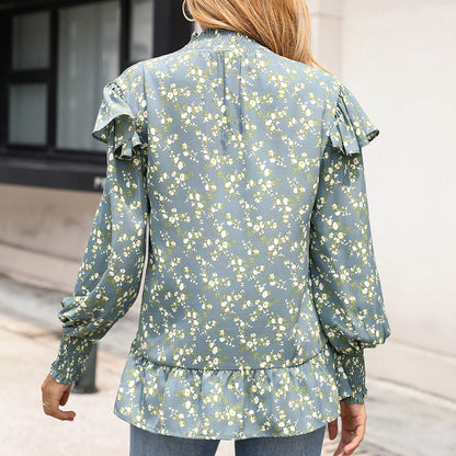 Blouse élégante pour femmes avec détail en volants et col haut Chic und Stil
