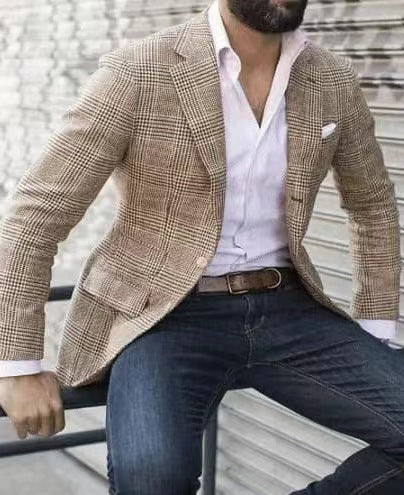 Blazer en lin élégant pour hommes avec coupe slim Chic und Stil