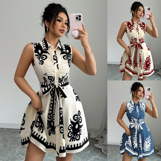 Women's Chic and Stylish A-Line Button-Down Shirt Dress
