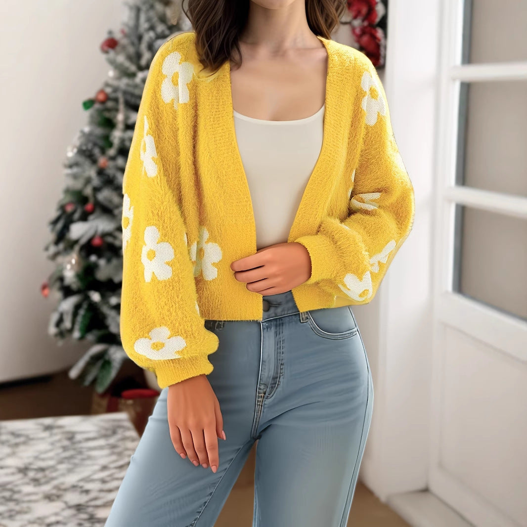 Dames cardigan à la mode avec design floral Chic und Stil