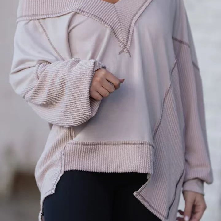 Women Casual Pull with Three-Quarter Sleeves and V-Neck Chic and Style