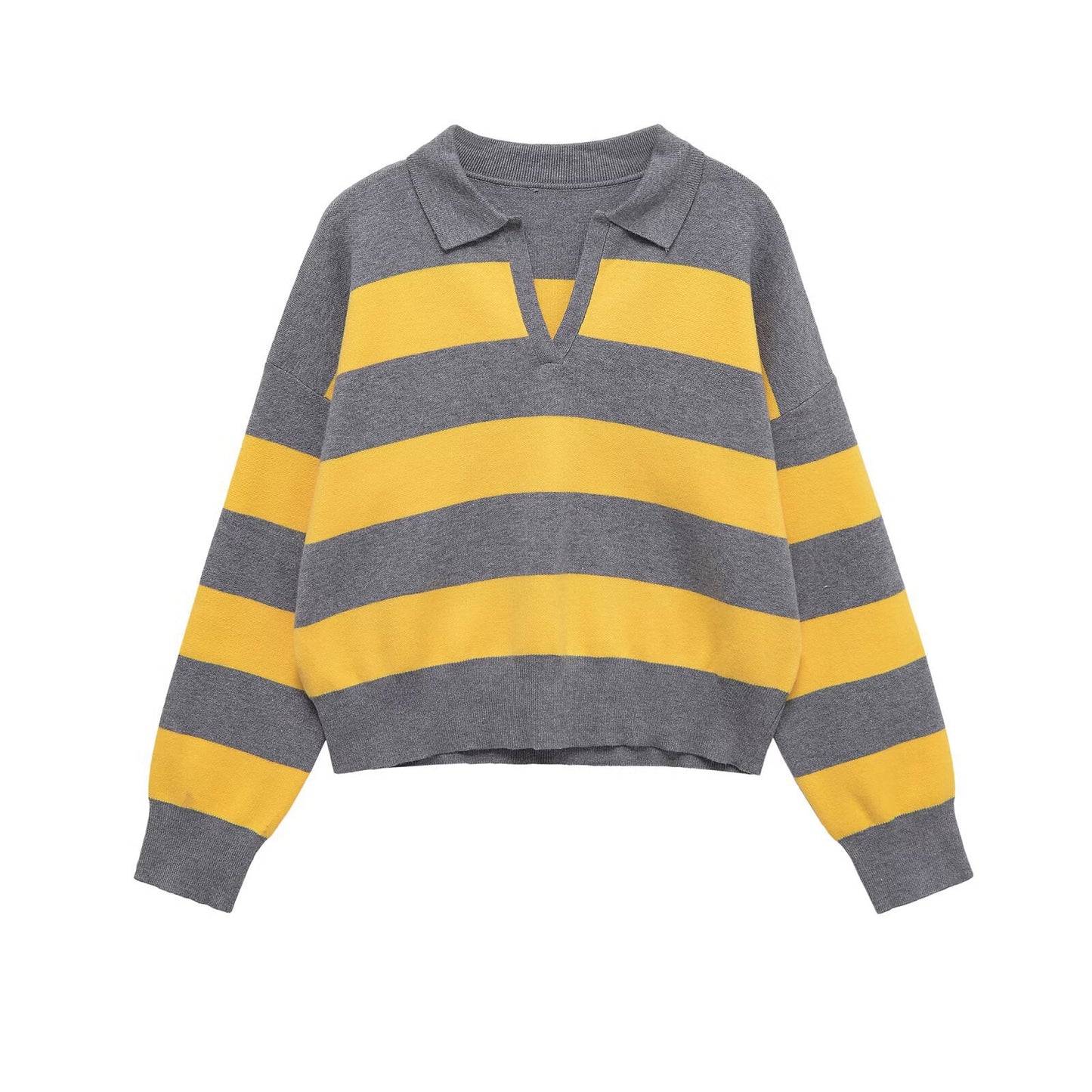 Pull décontracté pour femme avec col polo et motif rayé Chic und Stil