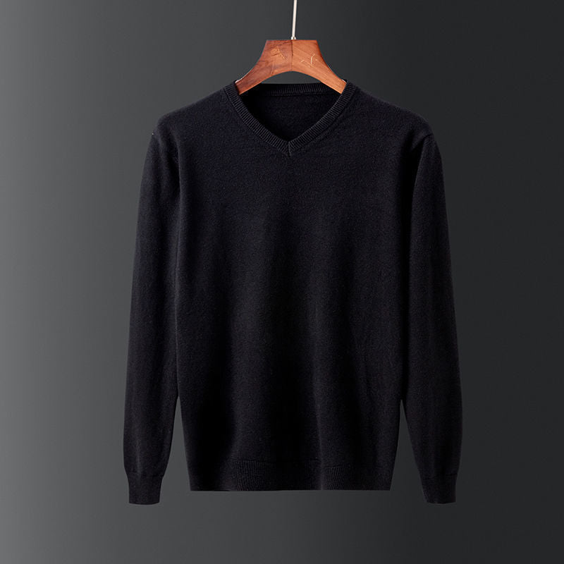 Pull homme élégant en laine fine à col en V Chic und Stil
