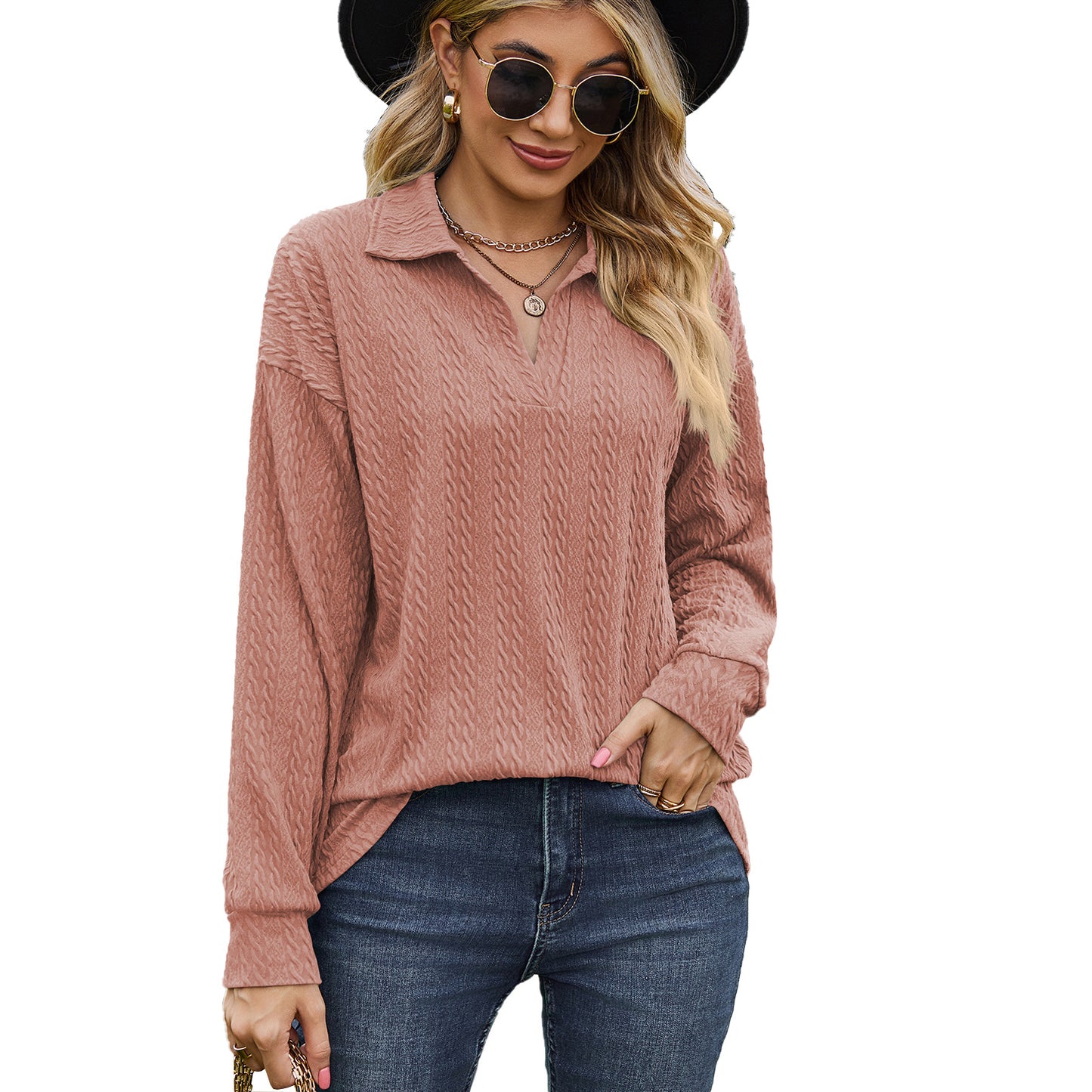 Pull décontracté femme avec motif de câble texturé Chic und Stil