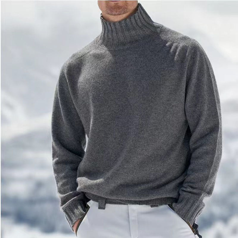 Pull à col roulé pour hommes en laine de haute qualité avec des détails texturés Chic und Stil