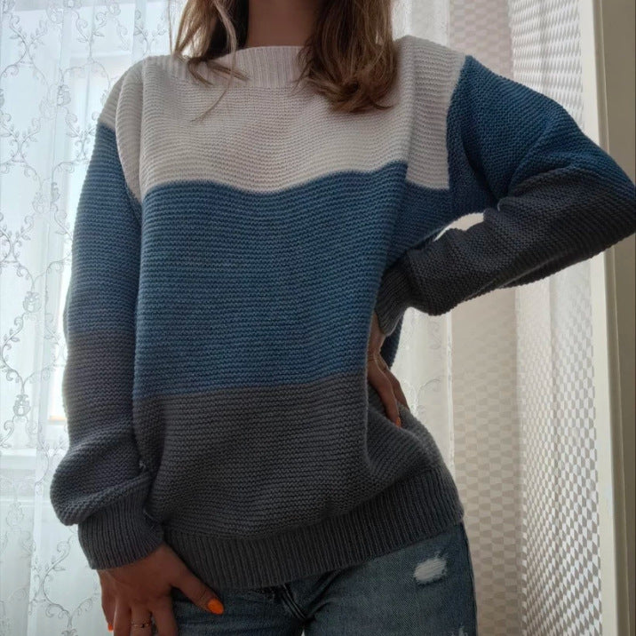 Dames Pull en tricot confortable avec design en bloc de couleurs Chic und Stil