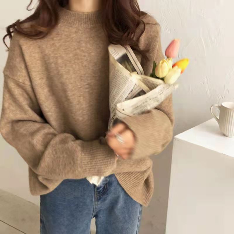 Dames Pull oversized épais avec col haut et tricot côtelé Chic und Stil