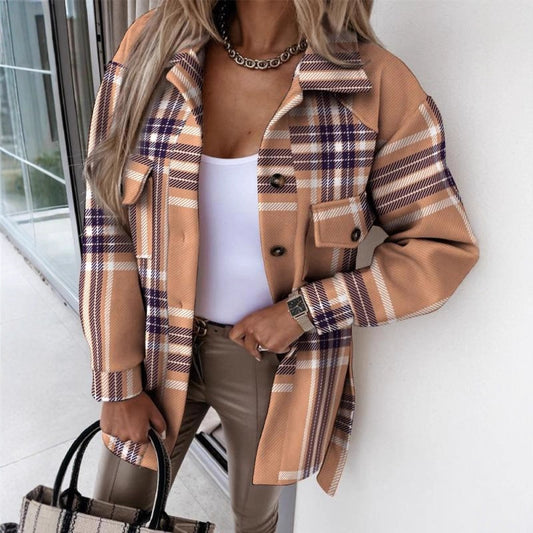 Blouse à manches longues à carreaux pour femmes Chic und Stil