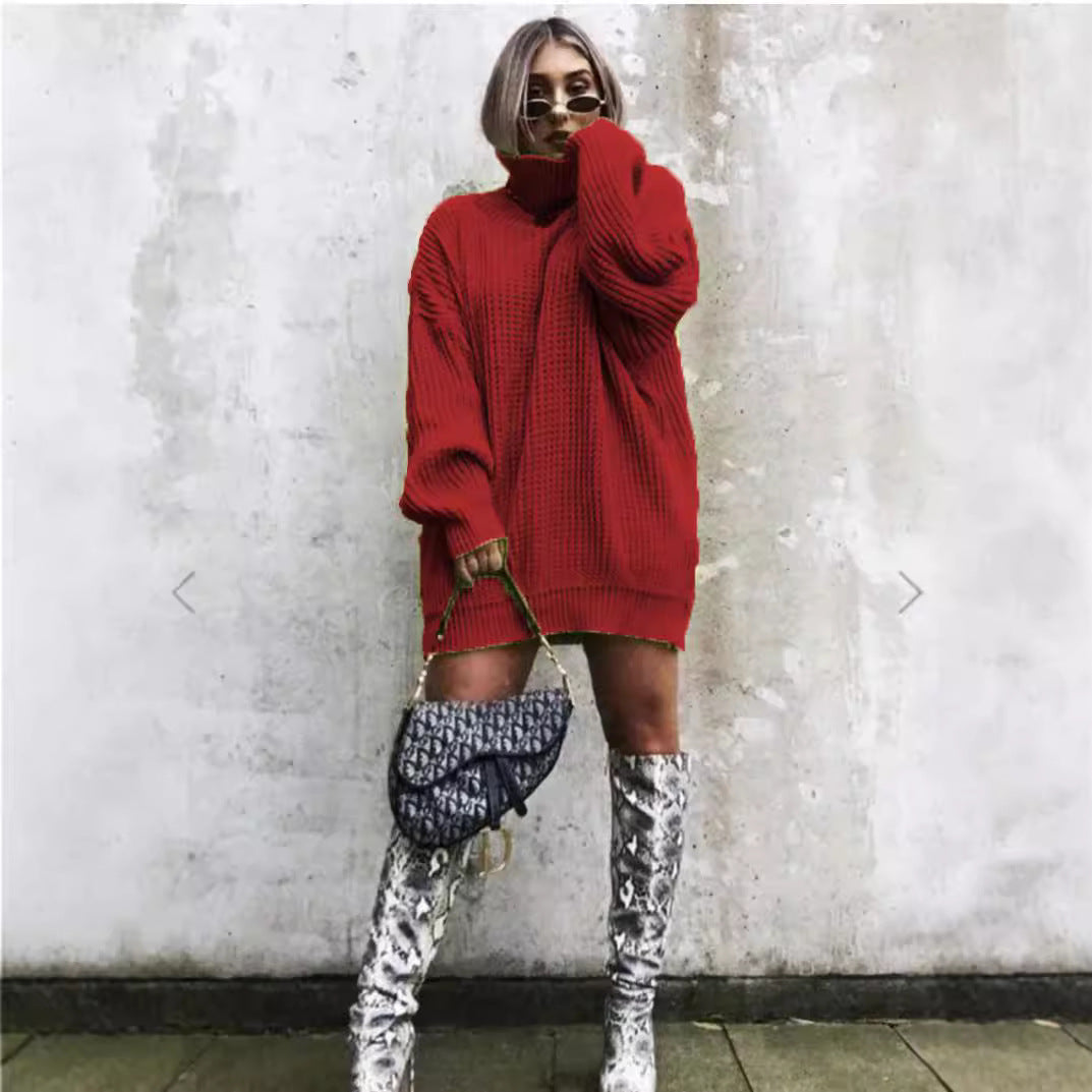 Pull en tricot surdimensionné pour femmes au look structuré avec col montant Chic und Stil