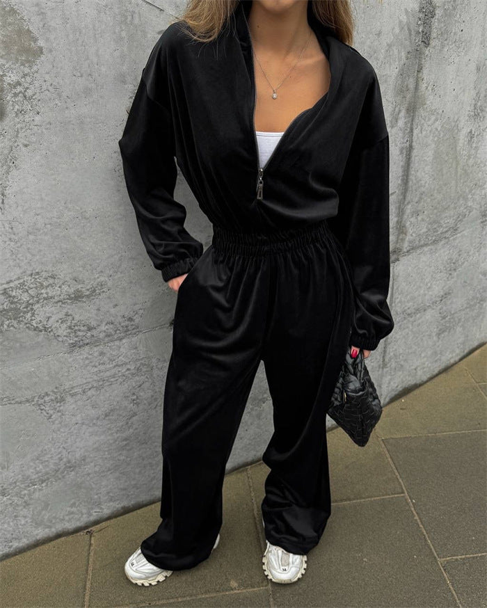 Combinaison en velours luxueuse pour femmes avec col montant Chic und Stil