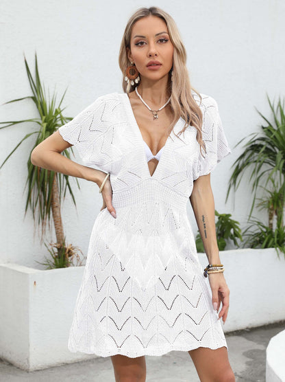 Dames Robe en Crochet à Décolleté V Profond Chic und Stil