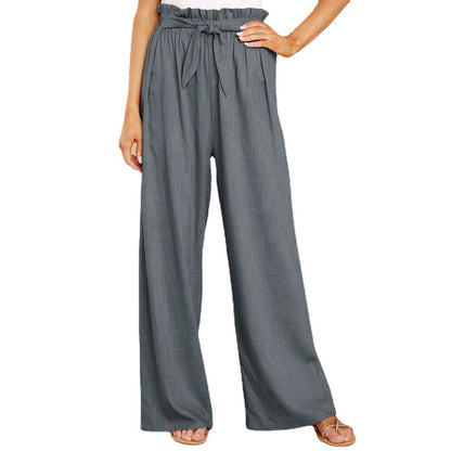 High-waisted linen pants for women with a tie belt Chic and Style