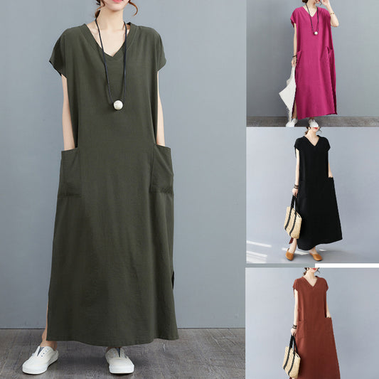 Dames grande taille poche maxi robe Chic und Stil