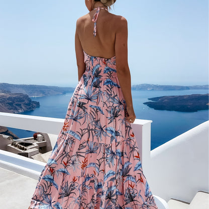 Robe maxi dos nu pour femmes avec jupe fluide Chic und Stil