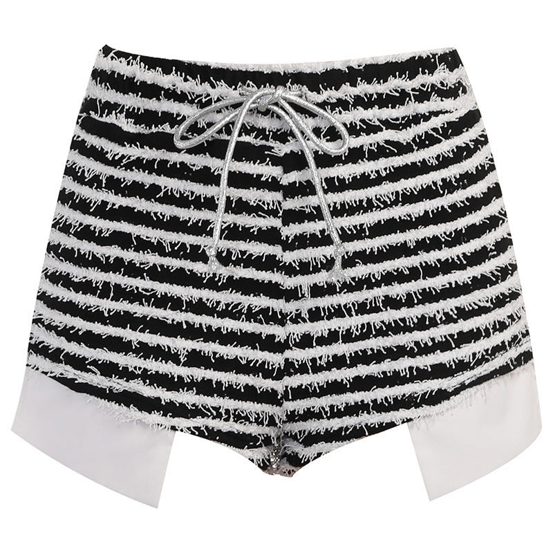 Shorts à cordon réglable à rayures mode pour femmes Chic und Stil