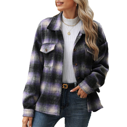 Chemise overshirt en flanelle à carreaux pour femmes avec poches poitrine et coupe décontractée Chic und Stil