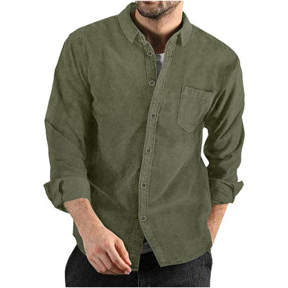 Chemise décontractée en corduroy pour hommes avec poche poitrine et col à la mode Chic und Stil