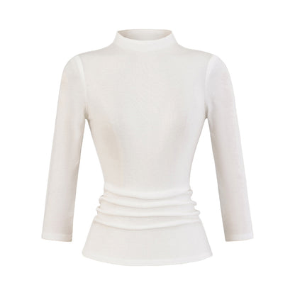 Chemise à manches longues pour femmes avec col montant et détails froncés Chic und Stil