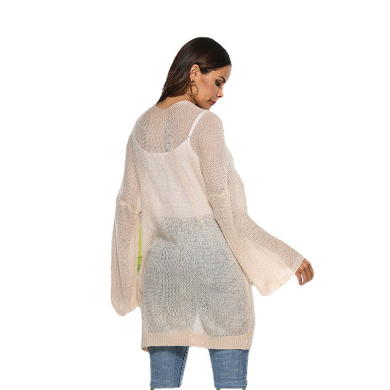 Femme Pull en tricot long à coupe ample et manches confortables Chic und Stil