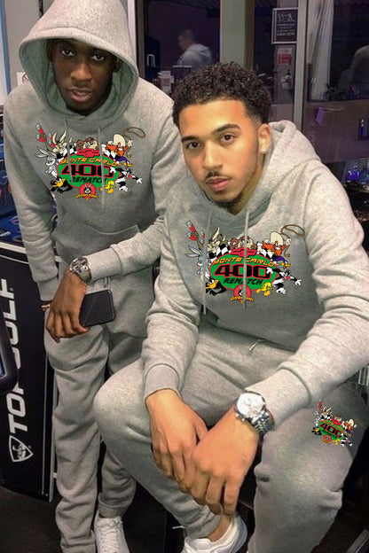 Women's hoodie and jogger pants set with creative cartoon print Chic and Style