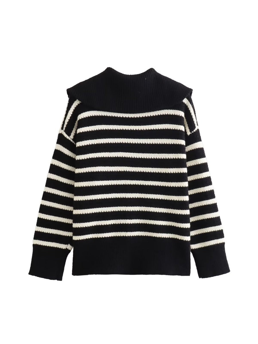 Dames cardigan rayé avec fermeture éclair moderne Chic und Stil