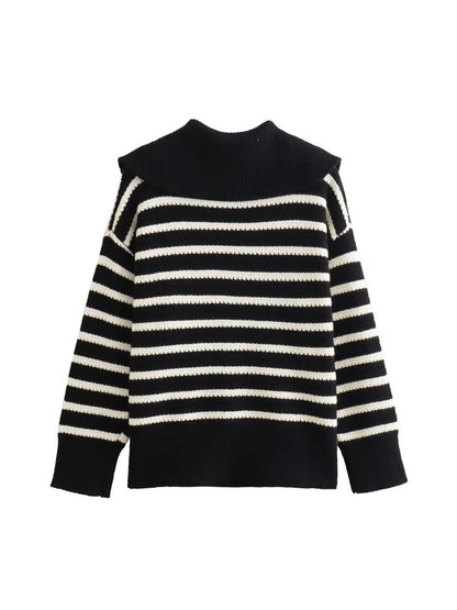 Dames cardigan rayé avec fermeture éclair moderne Chic und Stil