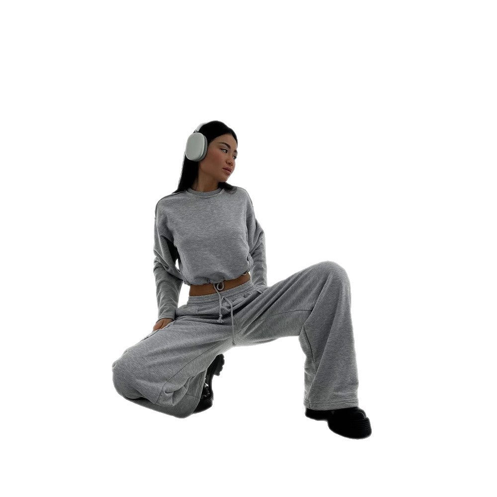 Femme pull court décontracté avec cordon de serrage et coupe ample Chic und Stil