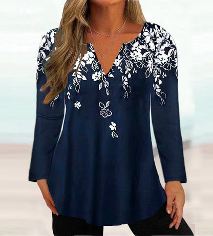 Dames Élégante blouse avec design floral et décolleté en V Chic und Stil