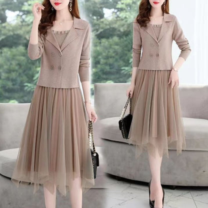 Dames Élégant robe en tulle avec blazer assorti Chic und Stil