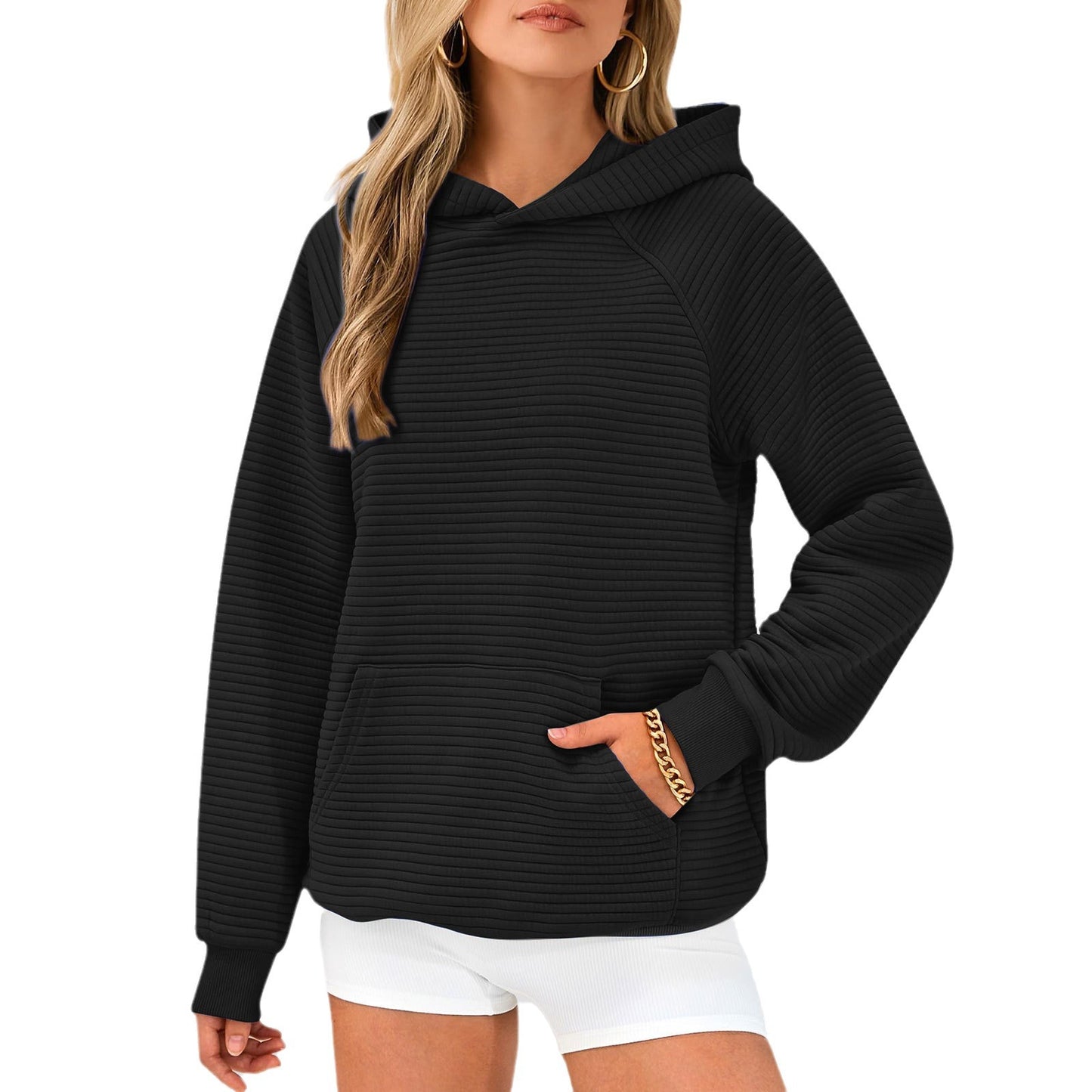 Pull à capuche pour femmes en tissu texturé Chic und Stil