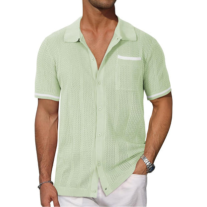 Chemise à manches courtes respirante pour hommes avec un motif de perforation décoratif Chic und Stil