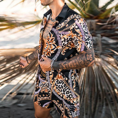 Hommes Ensemble à manches courtes imprimé tropical Chic und Stil