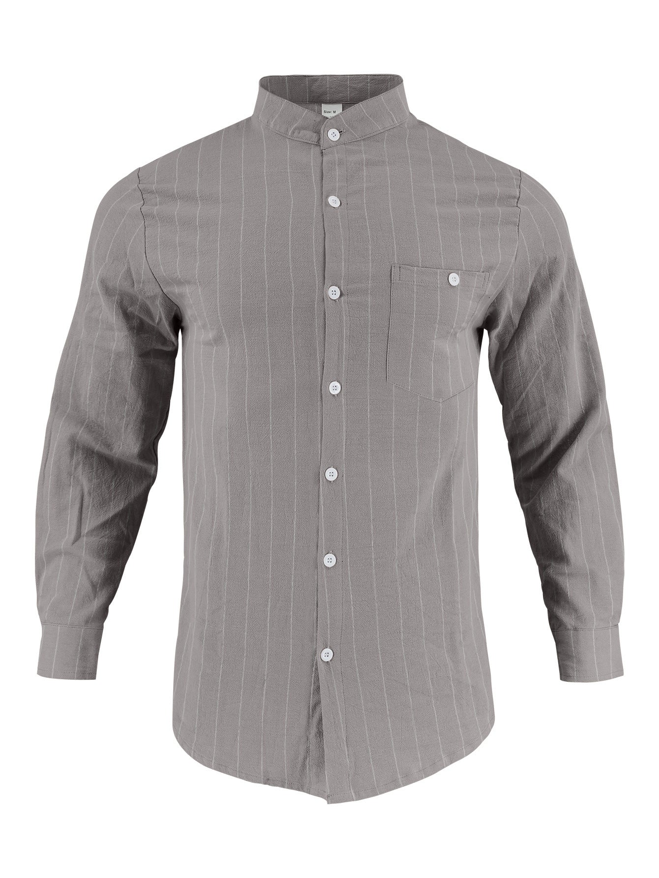 Chemise à manches longues pour hommes avec col montant moderne et motif à rayures fines Chic und Stil