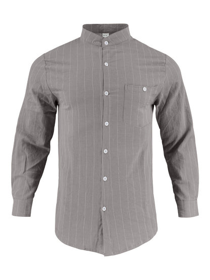 Chemise à manches longues pour hommes avec col montant moderne et motif à rayures fines Chic und Stil