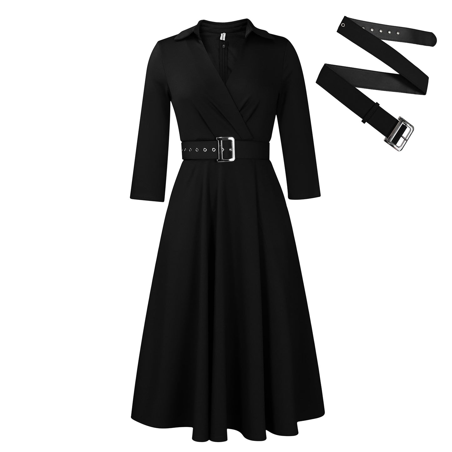 Robe portefeuille pour femmes avec ceinture cintrée et jupe évasée Chic und Stil