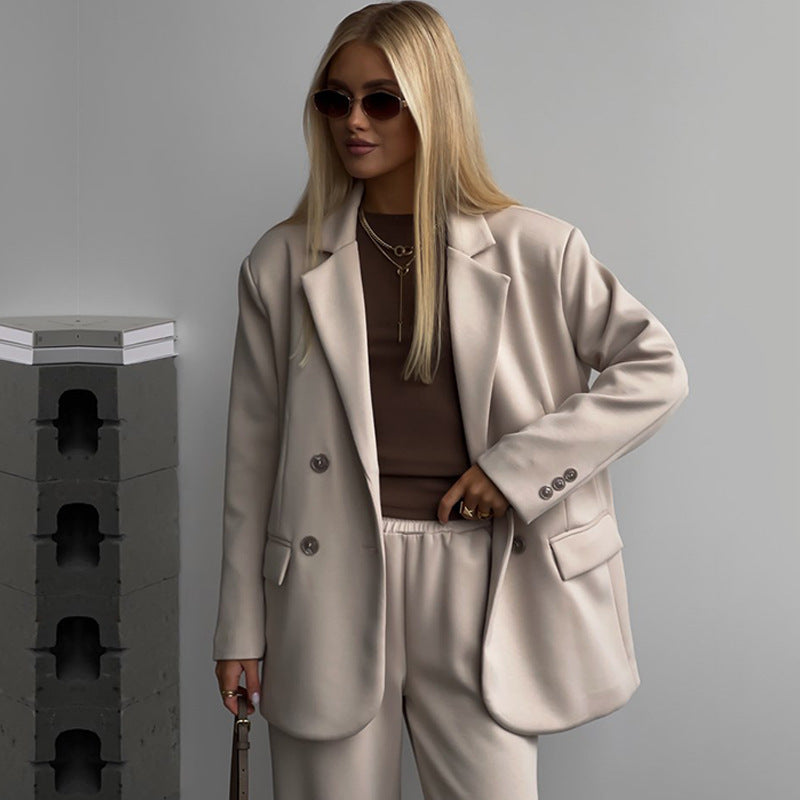 Dames élégant et décontracté ensemble deux pièces avec blazer surdimensionné et pantalon ample Chic und Stil