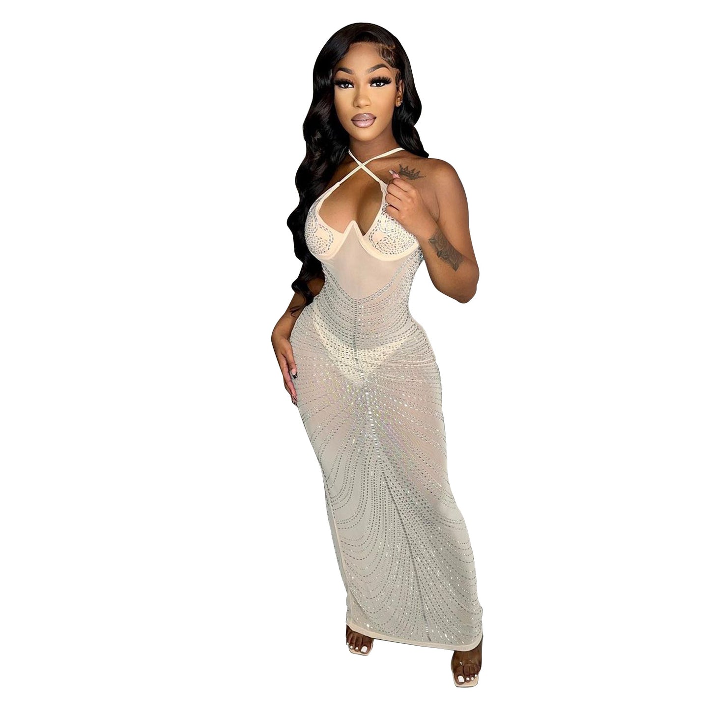 Robe de soirée pailletée scintillante pour femmes Chic und Stil