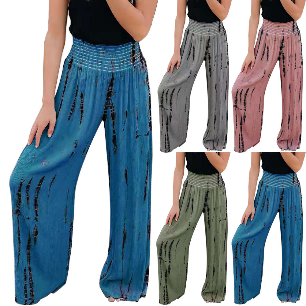 Wide Palazzo pants for women with elastic waistband and trendy print Chic und Stil