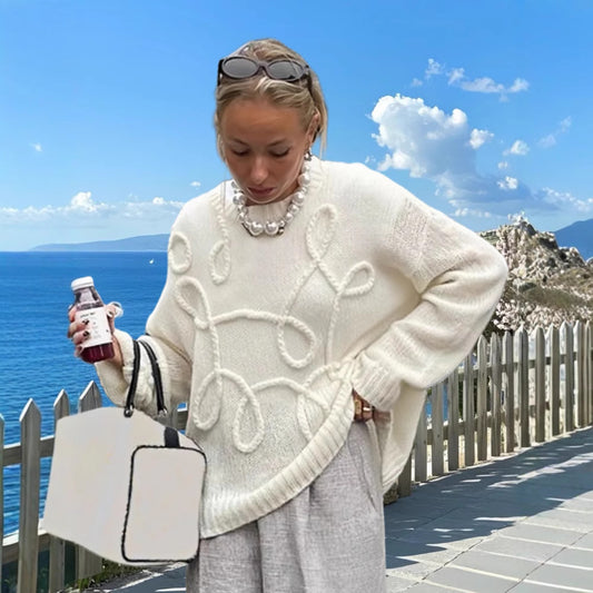 Pull en tricot à motif cable et coupe décontractée pour femmes Chic und Stil