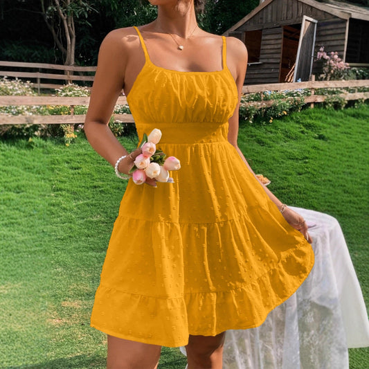 Robe d'été pour femmes avec volants et bretelles spaghetti réglables Chic und Stil