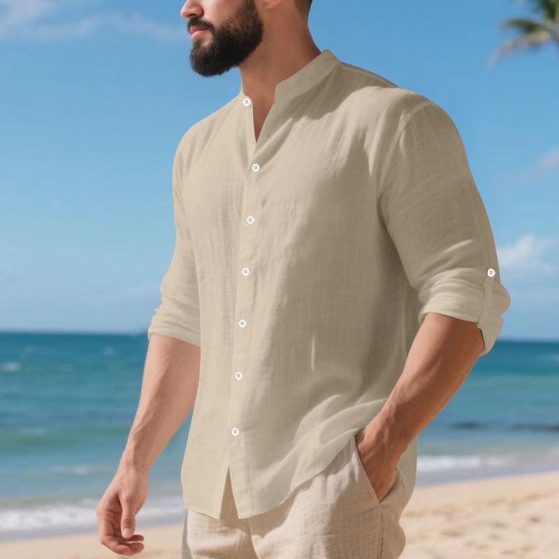 Chemise décontractée à manches longues pour hommes avec des détails de boutons modernes et une surface texturée Chic und Stil