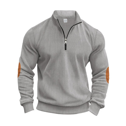 Pull élégant pour homme avec des patches aux coudes pratiques et une fermeture éclair moderne Chic und Stil