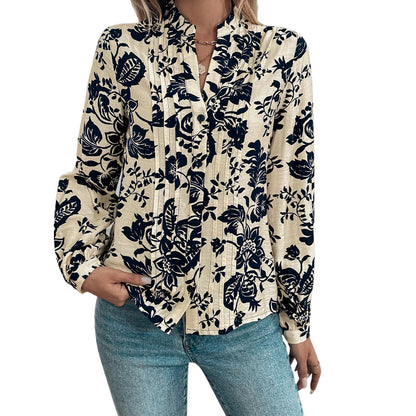 Chemisier pour femmes avec motif floral et plis décoratifs Chic und Stil