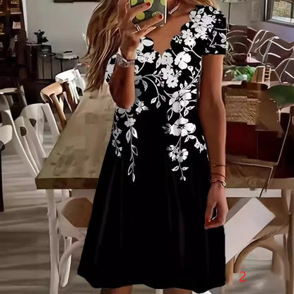 Robe courte à manches courtes imprimé floral Chic und Stil