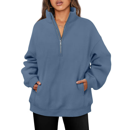Fleece pullover for women with high collar Chic and Style
