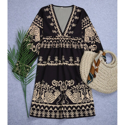 Robe mini imprimée bohème Chic und Stil pour femmes