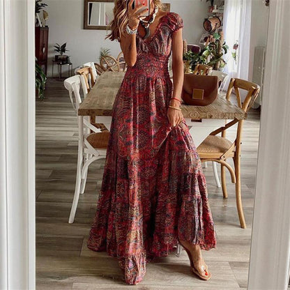 Femmes Robe Maxi Dos Rétro Chic und Stil